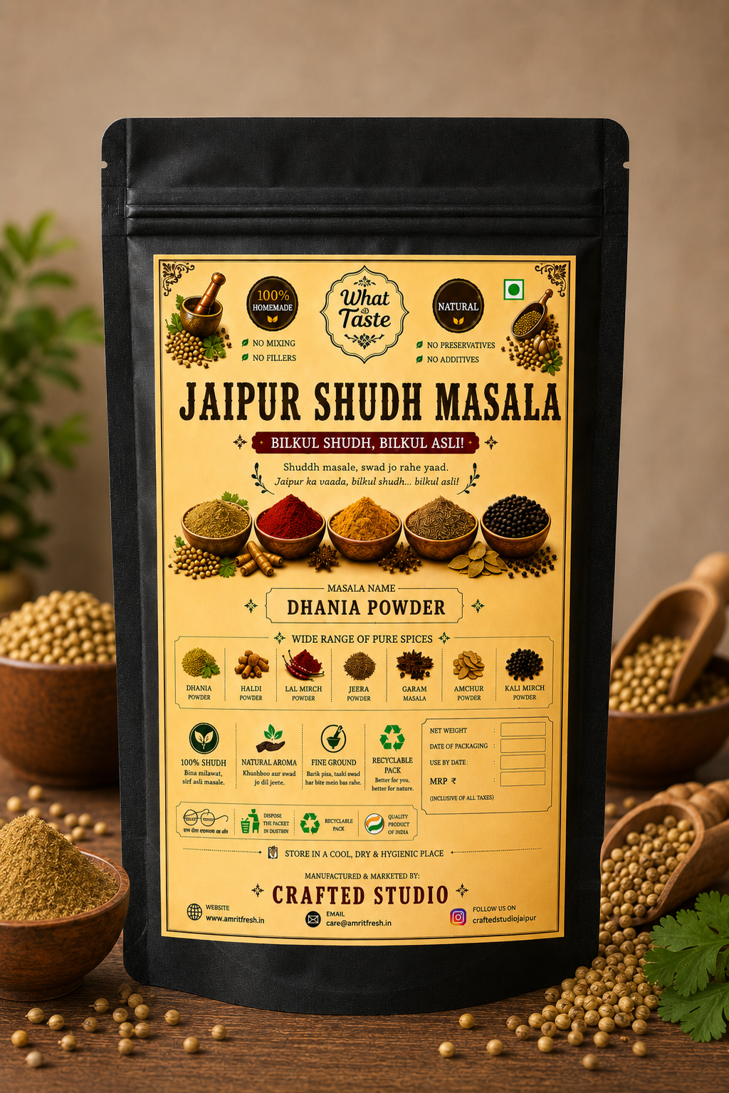 Amrit Fresh Pure Coriander Powder | Natural Coriander| Stone Ground | No Additives
