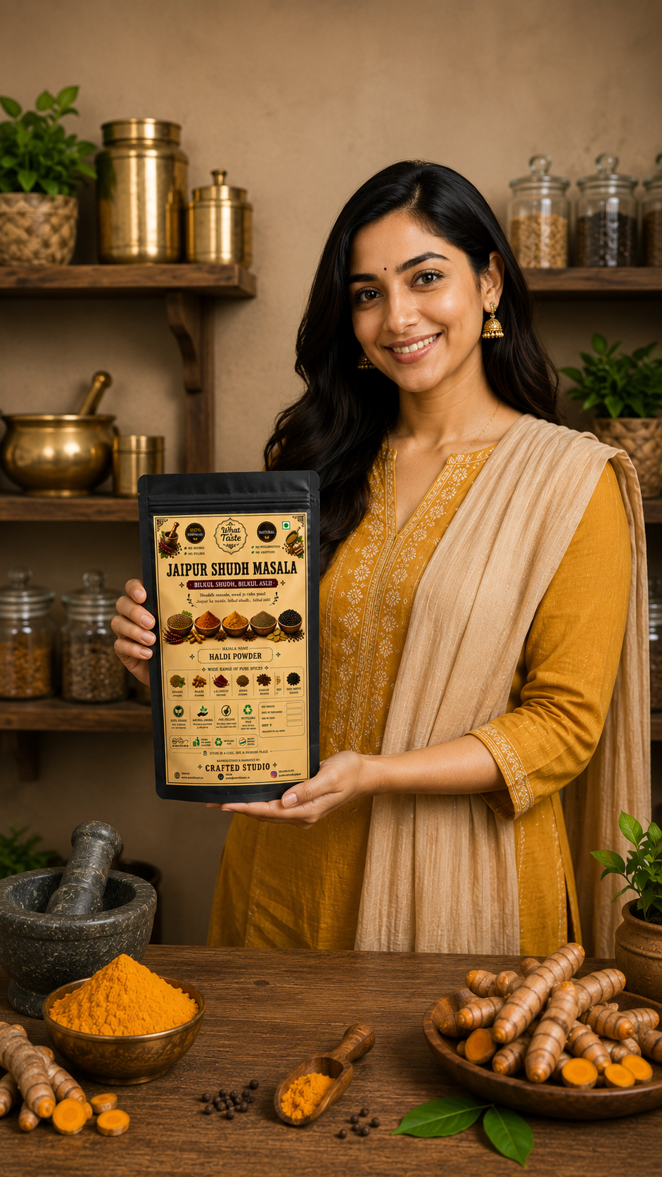 Amrit Fresh Pure Haldi Powder | Natural Turmeric | Stone Ground | No Additives