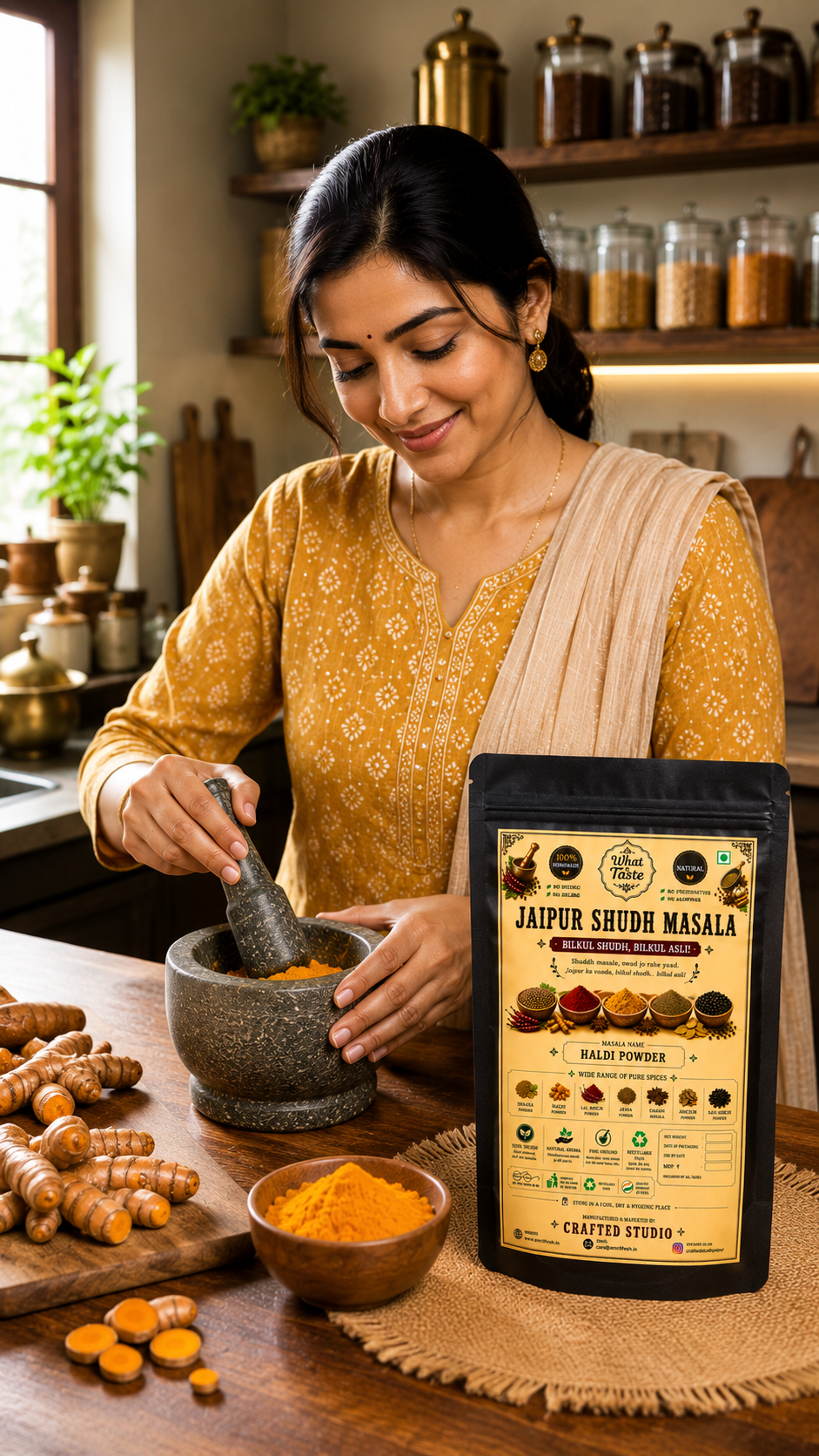 Amrit Fresh Pure Haldi Powder | Natural Turmeric | Stone Ground | No Additives